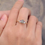 Vintage Salt & Pepper Diamond Ring for Engagement 14K Yellow Gold