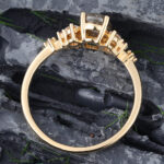 Vintage Salt & Pepper Diamond Ring for Engagement 14K Yellow Gold