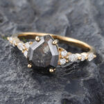 Salt and Pepper Diamond Engagement Ring 14K Yellow Gold