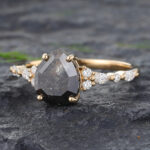 Salt and Pepper Diamond Engagement Ring 14K Yellow Gold