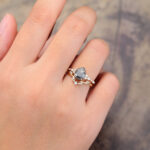 2PCS Salt & Pepper Diamond Bridal Ring Set 14K Yellow Gold