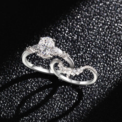 Moissanite Bridal Sets Yellow Gold Oval Engagement Rings