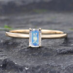 Emerald Cut Solitaire Ring 14k Yellow Gold Engagement Rings