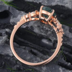Oval Cut Moss Agate Engagement Ring Crescent Rose Gold Promise Ring