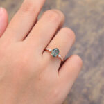 Oval Cut Moss Agate Engagement Ring Crescent Rose Gold Promise Ring