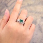 Everlasting Heart Shaped Moss Agate Crossover Engagement Ring Set