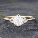 Moissanite Vintage Engagement Rings Round Cluster Diamond Ring