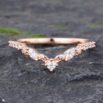 14k Gold Stacking Rings Rose Gold Curve Wedding Band Rings