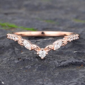 14k Gold Stacking Rings Rose Gold Curve Wedding Band Rings