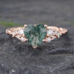 Heart Shaped Engagement Ring Vintage Cluster Diamond Ring