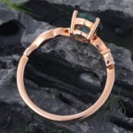 Hexagon Cut Natural Green Moss Agate Engagement Ring Rose Gold