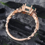 Hexagon Cut Moss Agate Infinity Engagement Ring Rose Gold Promise Ring