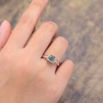 Hexagon Cut Moss Agate Infinity Engagement Ring Rose Gold Promise Ring
