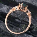 Kite Cut Moss Agate & Diamond Engagement Ring Anniversary Promise Ring for Women
