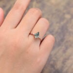 Kite Cut Moss Agate & Diamond Engagement Ring Anniversary Promise Ring for Women