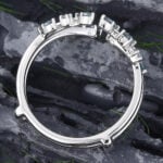 14K White Gold Alexandrite Double Wedding Band Leaf Design Enhancer