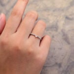 Opal & Amethyst Curved Wedding Band 14K White Gold Nature Inspired Ring