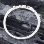 Opal & Amethyst Curved Wedding Band 14K White Gold Nature Inspired Ring