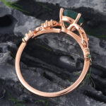 Round Cut Moss Agate Engagement Ring Nature Inspired Rose Gold Ring