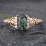 Infinity Rings Promise Rings Gold Engagement Ring Moss Agate