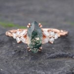 Marquise Cluster Ring Gold Nature Inspired Engagement Rings
