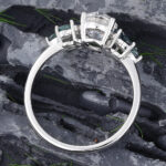 Moissanite & Teal Sapphire Cluster Engagement Ring 14K White Gold