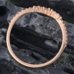 Rose Gold Moss Agate Curved Wedding Band Pave Diamond Ring