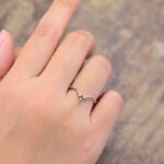 Rose Gold Moss Agate Curved Wedding Band Pave Diamond Ring
