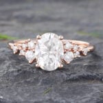 Rose Gold Oval Cut Moissanite Engagement Ring