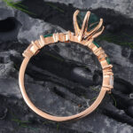 Oval Cut Moss Agate Rose Gold Ring Anniversary Promise Ring for Women