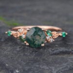 Engagement Ring Round Gemstone Wedding Rings​ Unique Emerald Rings
