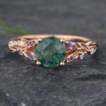 10k Gold Amethyst Ring Rose Gold Gemstone Engagement Ring