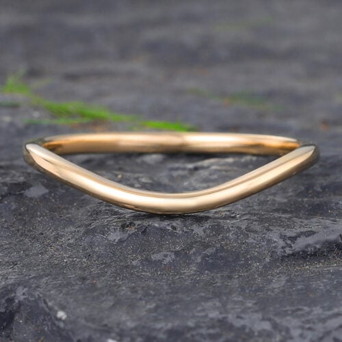 Solid Gold Curved Wedding Band Danity Stacking Ring