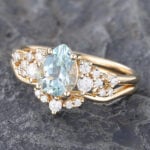 Aquamarine vs Blue Topaz Yellow Gold Aquamarine & Diamond Bridal Ring Set