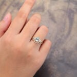 Yellow Gold Aquamarine & Diamond Bridal Ring Set