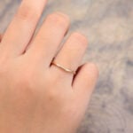 Solid Gold Curved Wedding Band Danity Stacking Ring
