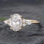 1.5CT Oval Cut Lab Diamond Cluster Engagement Ring