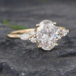 1.5CT Oval Cut Lab Diamond Cluster Engagement Ring