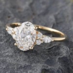 1.5CT Oval Cut Lab Diamond Cluster Engagement Ring