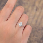 1CT Pear Shaped Lab Diamond Engagement Ring with Twisted Band 14K White Gold