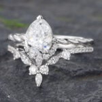 1CT Pear Shaped Lab Diamond Twisted Wedding Ring Set 14K White Gold