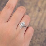 1CT Pear Shaped Lab Diamond Twisted Wedding Ring Set 14K White Gold