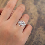 Vintage Princess Cut Lab Diamond Engagement Ring Set 14K White Gold
