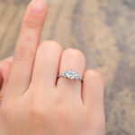 Round Cut Lab Grown Diamond Cluster Engagement Ring 14K White Gold