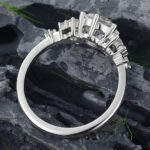 Round Cut Lab Grown Diamond Cluster Engagement Ring 14K White Gold