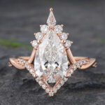 Art Deco Pear Cut Lab Diamond Infinity Engagement Ring