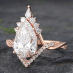 Art Deco Pear Cut Lab Diamond Infinity Engagement Ring