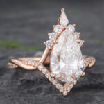 Art Deco Pear Cut Lab Diamond Infinity Engagement Ring