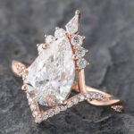 Art Deco Pear Cut Lab Diamond Infinity Engagement Ring