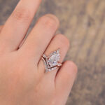 2CT Pear Cut Lab Grown Diamond Twisted Engagement Ring Set 14K Rose Gold